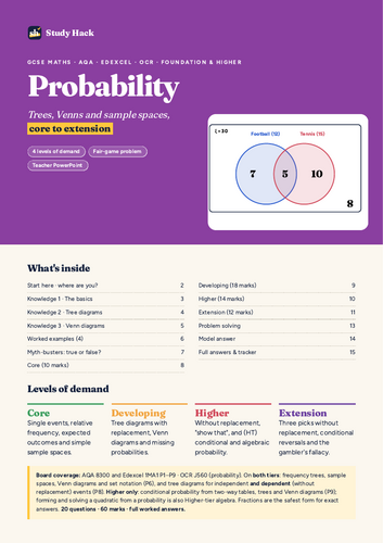 GCSE Probability Complete Pack: Trees & Venn
