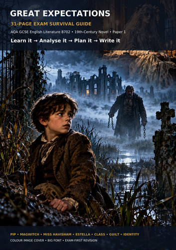 Great Expectations GCSE AQA Revision Guide | 31-Page Exam Survival Guide | Quotes, Themes, Character