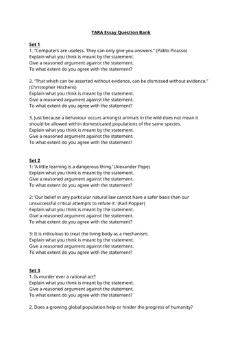 TARA Preparation Guide - Critical thinking, problem solving, essay answer skills