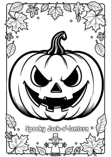 Halloween Spooky Jack-o’-Lantern Coloring Pages & Lined Writing Paper | NO PREP