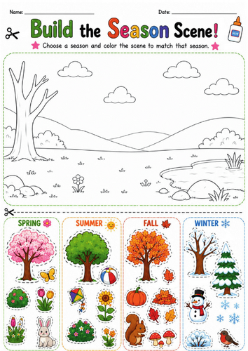 Build the Season Scene  Cut & Paste Activity