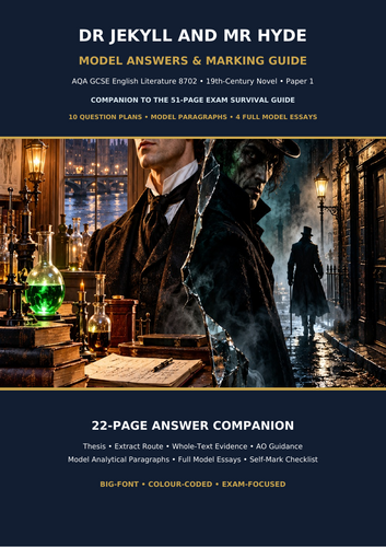 Dr Jekyll and Mr Hyde GCSE AQA Revision Guide | 51-Page Exam Survival Guide + Past Paper Practice &
