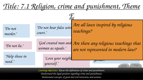 AQA GCSE Religious Studies Theme E: Religion, Crime & Punishment - Lesson 1