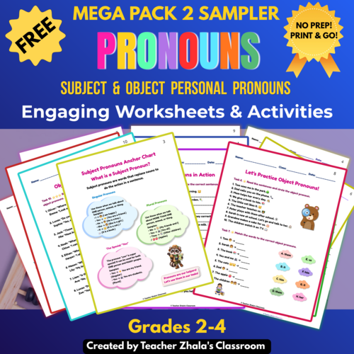 FREE Pronouns Worksheets Grades 2-4 - Subject & Object Personal Pronouns