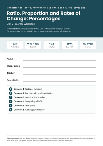 Ratio, Proportion & Rates of Change Bundle (UAS 113721, 113723, 113724)