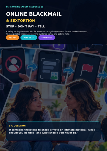 Online Blackmail & Sextortion: Stop, Don’t Pay, Tell | Online Safety PSHE Lesson | KS3–KS4
