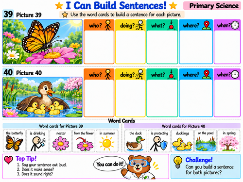 Visual Sentence Building Worksheets – Picture-Supported Writing Activities