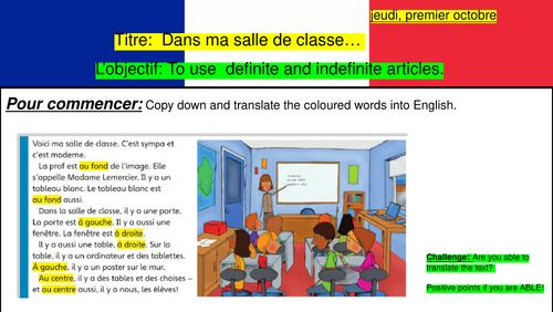 Dans ma salle de classe| Voici ma salle de classe| Module 1| Dynamo Book 1| Year 7 French