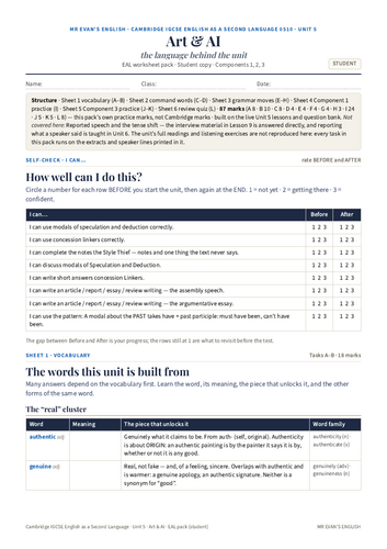 IGCSE ESL 0510 U5 Art & AI — EAL Theme Unit