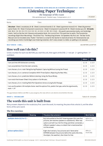 IGCSE ESL 0510 Listening Paper Technique — 2027 Syllabus (U3)