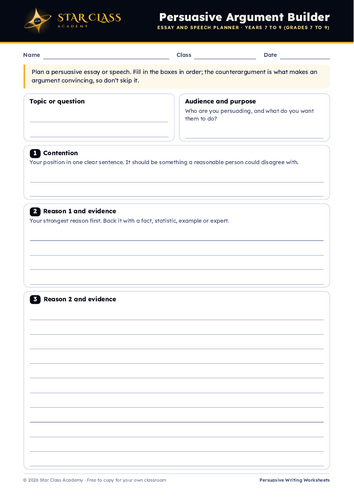 Persuasive Writing Worksheet Pack (KS3)