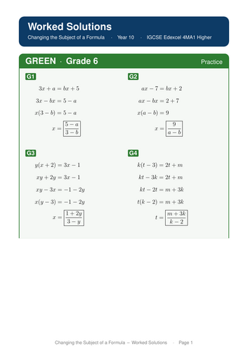 changing the subject of a formula