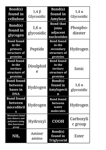 Biological molecules  - all bond types - matching!
