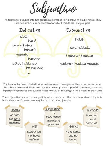 El subjuntivo - A-Level - Information & practice handout