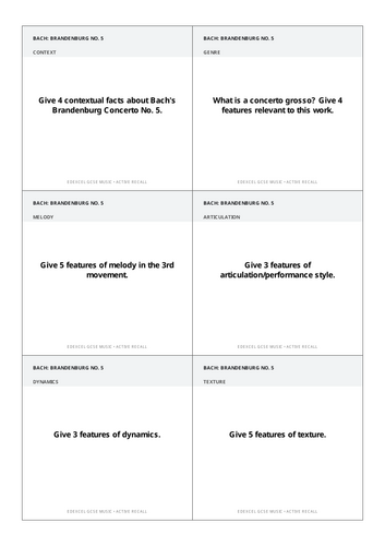 Music GCSE (Edexcel) Set Work Revision - Flashcards