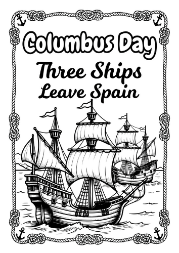 Columbus Day Coloring Pages for Kids | 1492 Voyage & Navigation October NO PREP