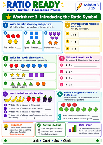 Year 6 Ratio Worksheets | KS2 Maths Ratio & Proportion Practice Pack SATS Prep