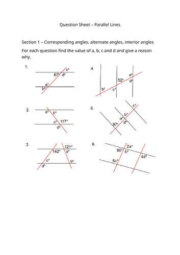 Parallel Lines, Special triangles and Special Quadrilaterals and Angles Lesson