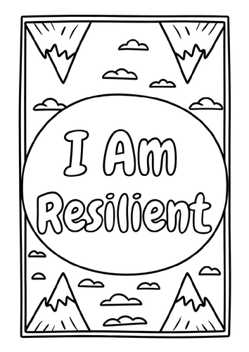 I Am Resilient Self-Esteem Pack | Coloring Pages & Lined Writing Paper | NO PREP
