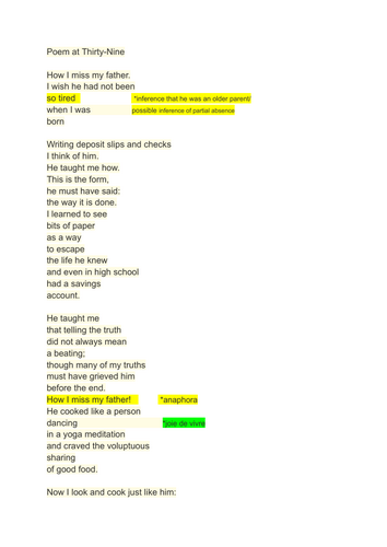 TEACHER RESOURCE: Poem at Thirty Nine: GCSE English Literature