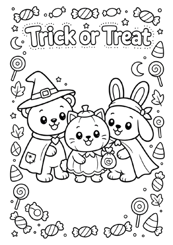 Halloween Trick or Treat NO PREP Printable Coloring Pages for Kids | October