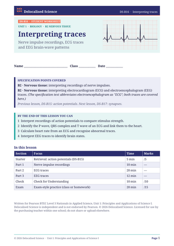 Interpreting Nerve, ECG and EEG Traces | BTEC Applied Science