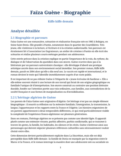 Kiffe kiffe demain – Faïza Guène – Biography