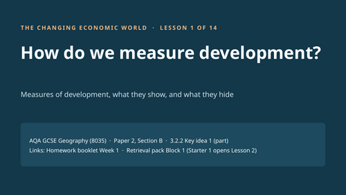 Changing Economic World: Measuring Development (Lesson 1)