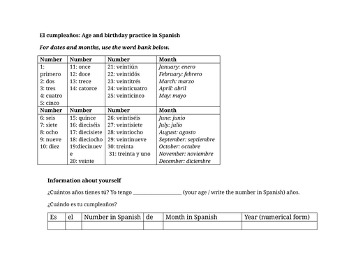 El cumpleaños: Age and birthday practice in Spanish