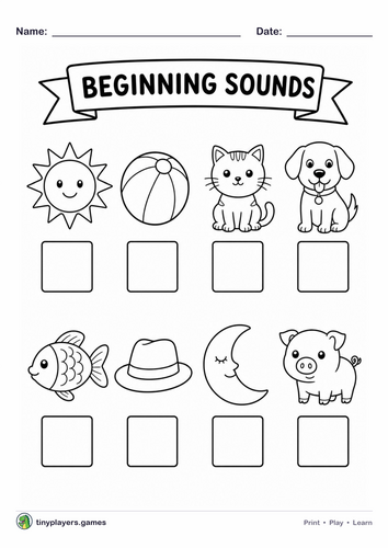 Beginning Sounds Worksheet: Initial Letter Sounds Phonics (Ages 5-7)