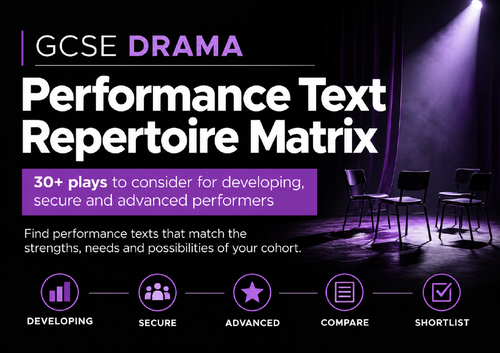 GCSE Drama Performance Text Repertoire Matrix | Plays for Performance