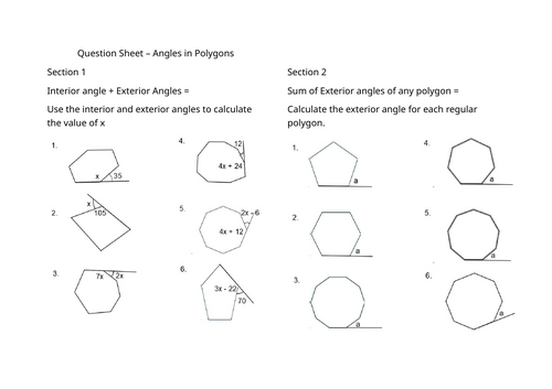 GCSE Higher: Angles Lesson 3: Angles in Polygons worksheet