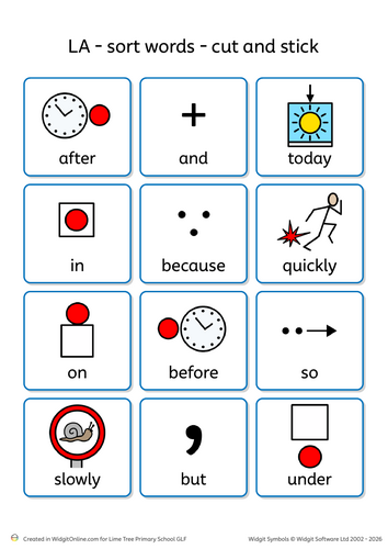 Prepositions, Conjunctions and Adverbials - widigits