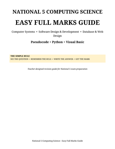 National 5 Computing Science Revision Guide