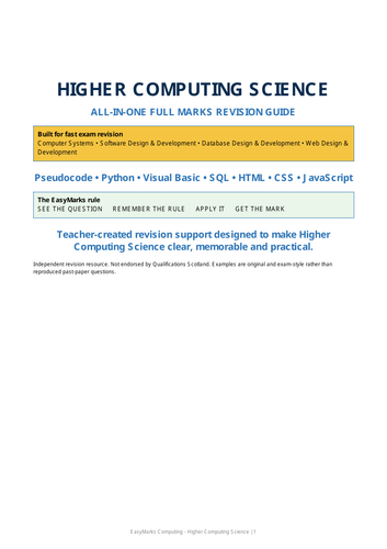 Higher Computing Science Revision Guide