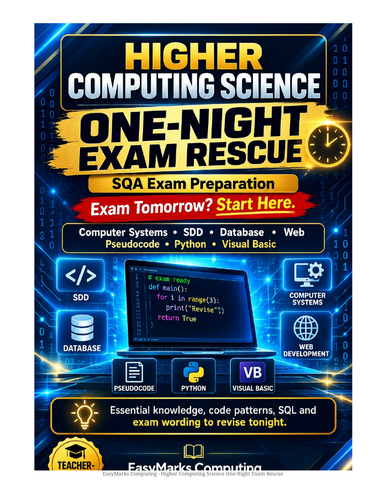 Higher Computing Science One-Night Exam Rescue.