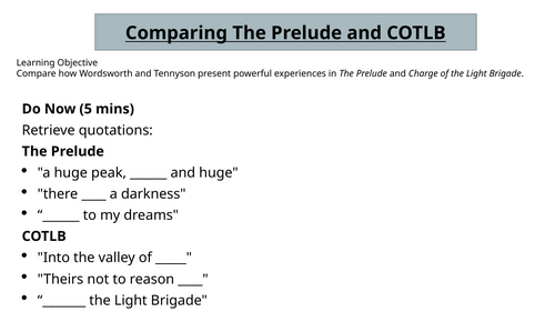 Comparing The Prelude and COTLB - With lesson plan