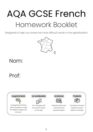 French GCSE Homework Booklet AQA