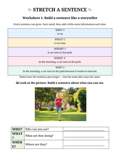 Sentence Stretching for Creative Writing