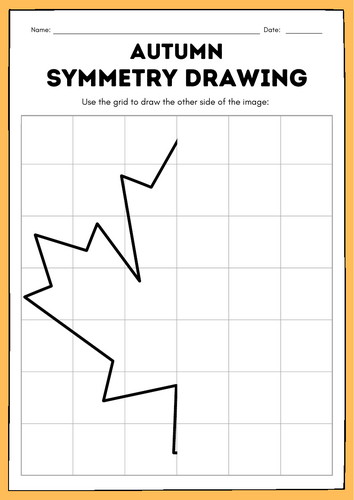 Autumn Grid Symmetry Drawing Worksheets