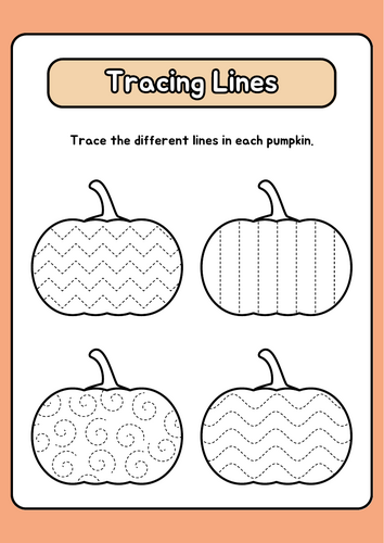 Autumn & Halloween Pumpkin Line Tracing Worksheets