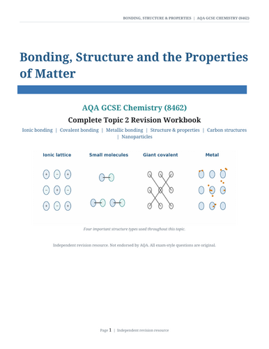 AQA GCSE Chemistry – Bonding, Structure and Properties Complete Revision Workbook