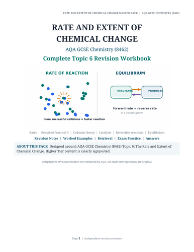 AQA GCSE Chemistry – Rate and Extent of Chemical Change Complete Revision Workbook