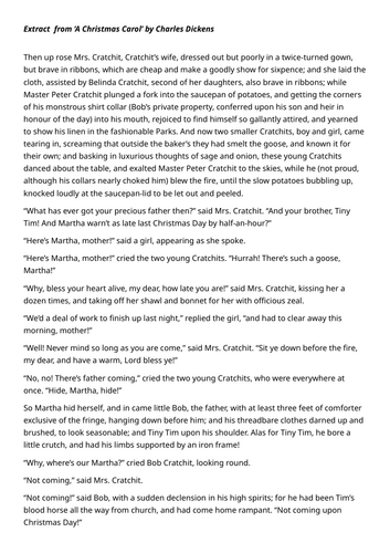 Extract from 'A Christmas Carol' - The Cratchit's House with tasks