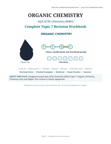 AQA GCSE Chemistry – Organic Chemistry Complete Revision Workbook