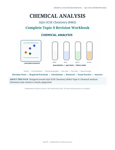 AQA GCSE Chemistry – Chemical Analysis Complete Revision Workbook