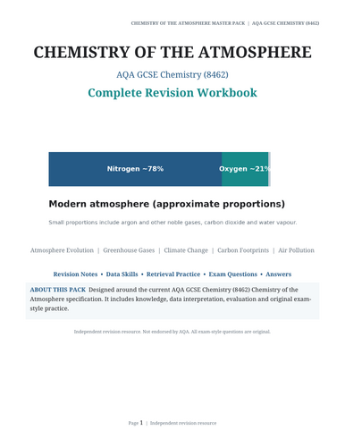 AQA GCSE Chemistry – Chemistry of the Atmosphere Complete Revision Workbook