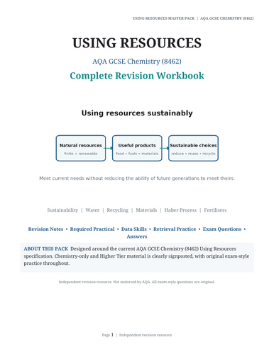 AQA GCSE Chemistry – Using Resources Complete Revision Workbook