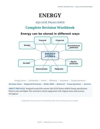 AQA GCSE Physics – Energy Complete Revision Workbook