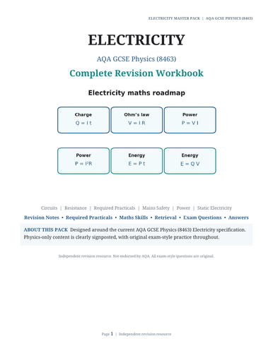 AQA GCSE Physics – Electricity Complete Revision Workbook